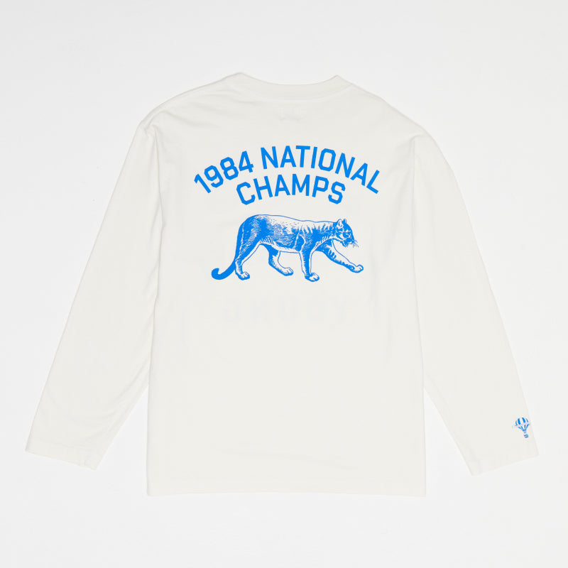 BYU White Vintage Cougar Oversized Long-Sleeve