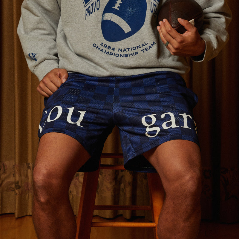 BYU Blue Checkered Shorts